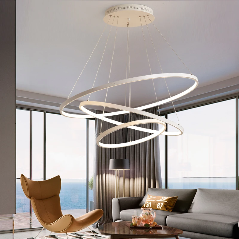 Modern LED Ceiling Chandelier Living Room Bedroom Dining Room Wrought Lron Round Chandelier Home Interior Lighting Decoration