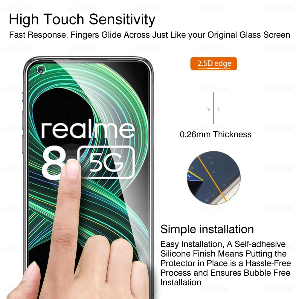 Защитная пленка из закаленного стекла для OPPO Realme 8 5G 4G 8Pro Pro V13 Narzo30 Realme8 HD, 2 шт., защитная пленка для 6,5 дюйма, RMX3241