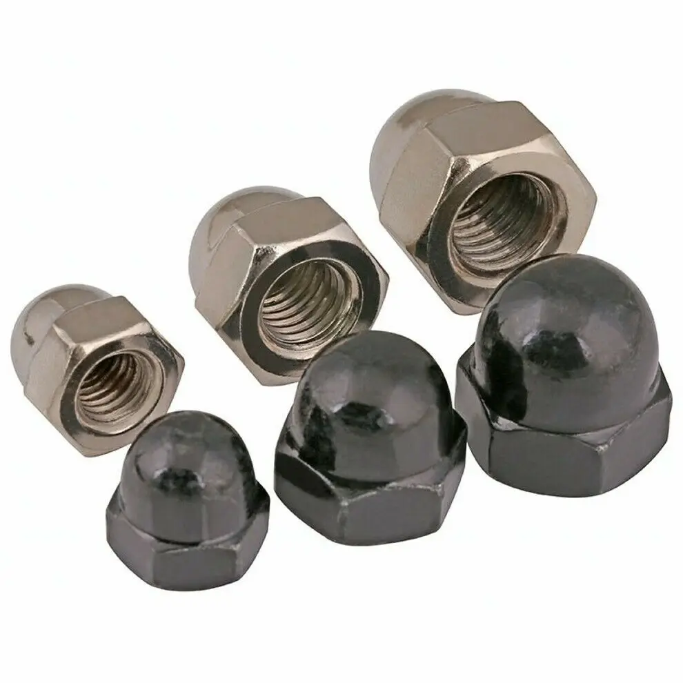 

Hex Acorn Cap Nuts M3~M12 Carbon Steel Ni-plated/Black Zinc Plated Hexagon Cap Nuts Dome Cover Nuts Acorn Nuts