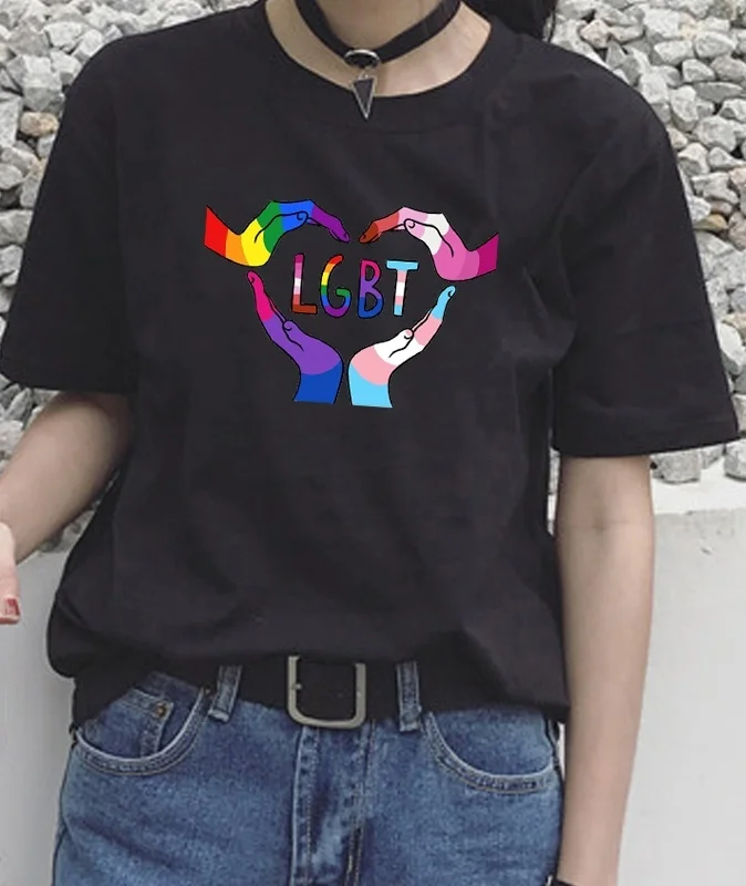 Gay And Lesbian Lgbt Slogan Printed Tee Rainbow Gay Gift Harajuku Hipster Casual Funny Unisex T-Shirt Top