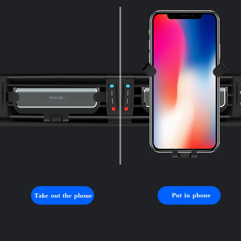 Gravity-حامل هاتف خلوي للسيارة ، مشبك تهوية ، بدون حامل مغناطيسي ، GPS ، لهاتف iPhone XS MAX Xiaomi