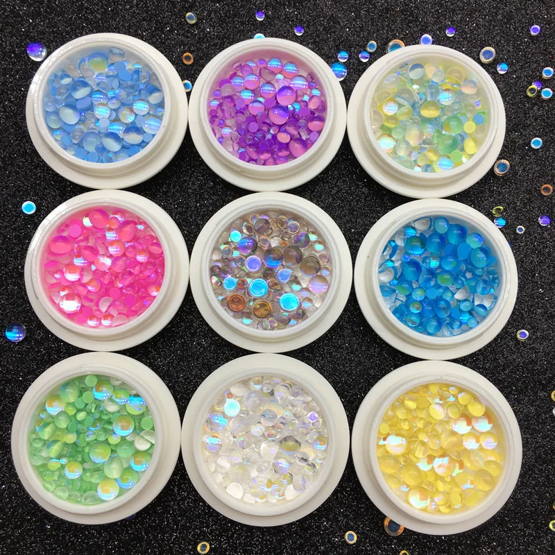 Whoesale 12Pcs 3D Nail Art Decorations Rhinestones Mermaid Beads Strass Shiny Beads Manicure Decoration