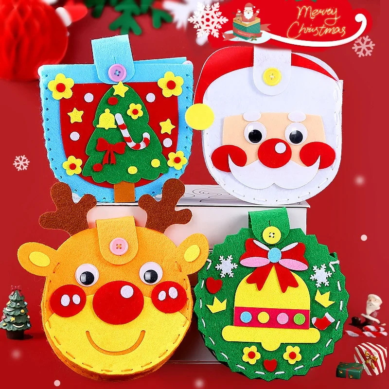 

Christmas Candy Bag Kids DIY Handmade Craft Kits Creative Kindergarten Handicraft Toys Material Package Children Xmas Party Gift