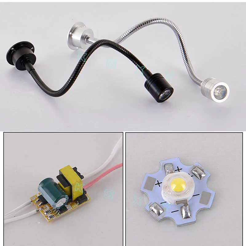 LED Wall Lamp AC90-260V 1W 3W Modern Bedroom Bedside Lamp Black Silver Light Body Degree Angle Adjustable Wall Light