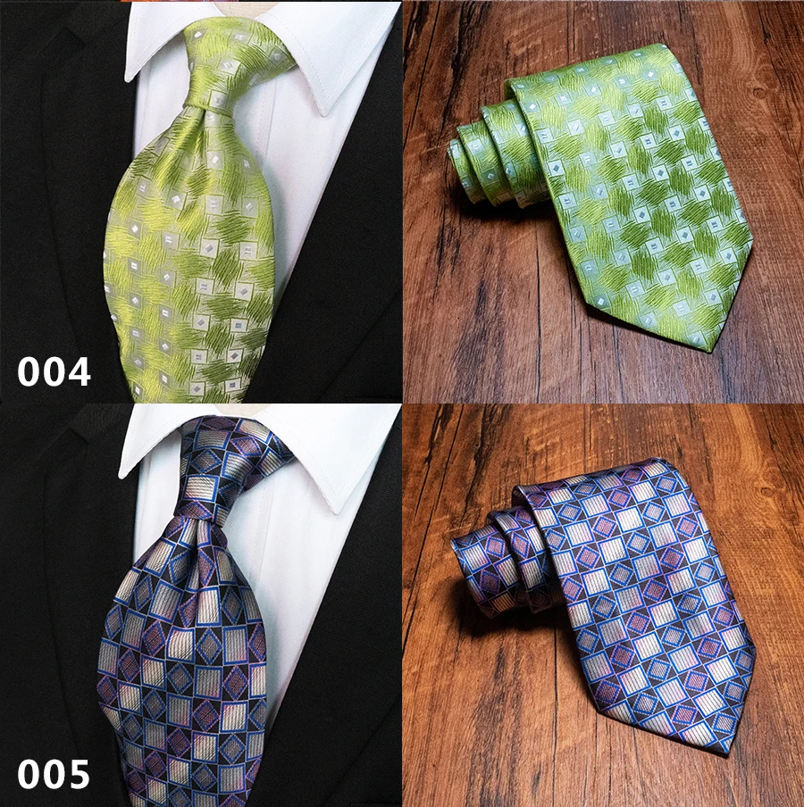 Classic Vintage Mens Tie Handmade 10cm 100% Silk Printed Necktie Geometric Checked Jacquard Ties For Man Business Wedding Gift