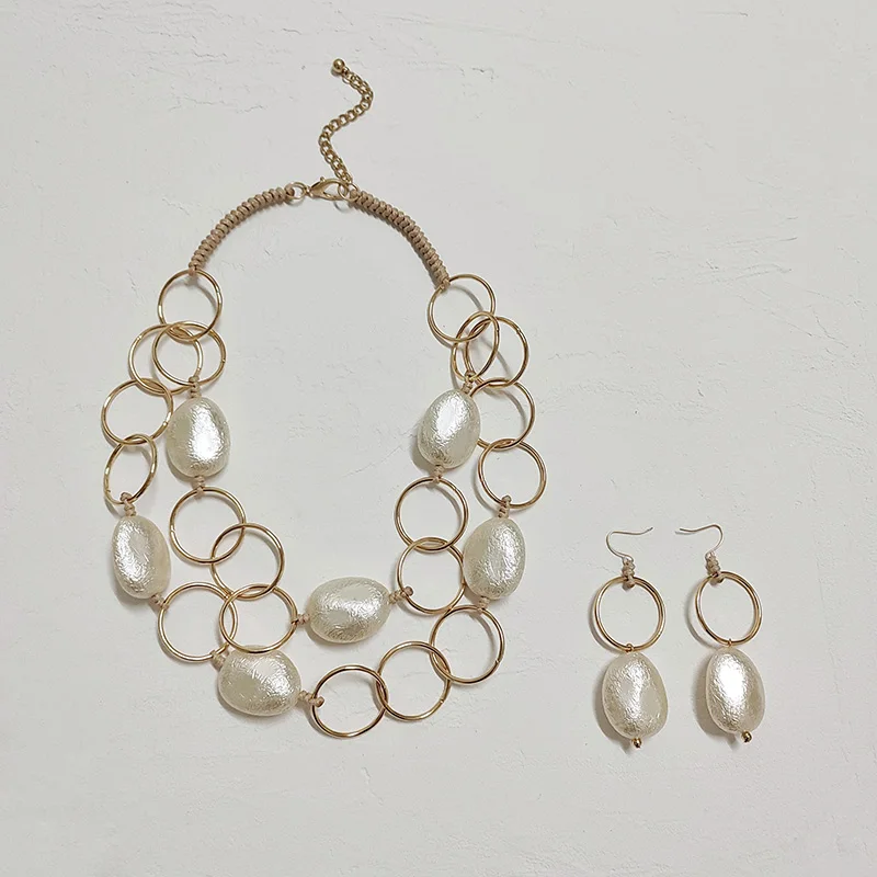 

Kara&Kale Boho Fashion jewelry Imitation pearl necklace sets for women handmade accessories Chain necklace Double layer