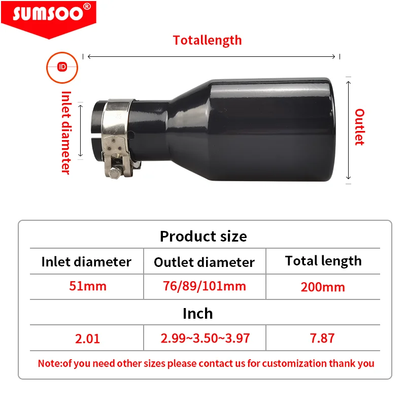 حقيقي SUMSOO 1 قطعة احدث اسلوب الفولاذ المقاوم للصدأ نظام العادم العالمي نهاية الأنابيب + سيارة العادم تلميح لشركة فولكس فاجن أودي بنز BMW بورش #3