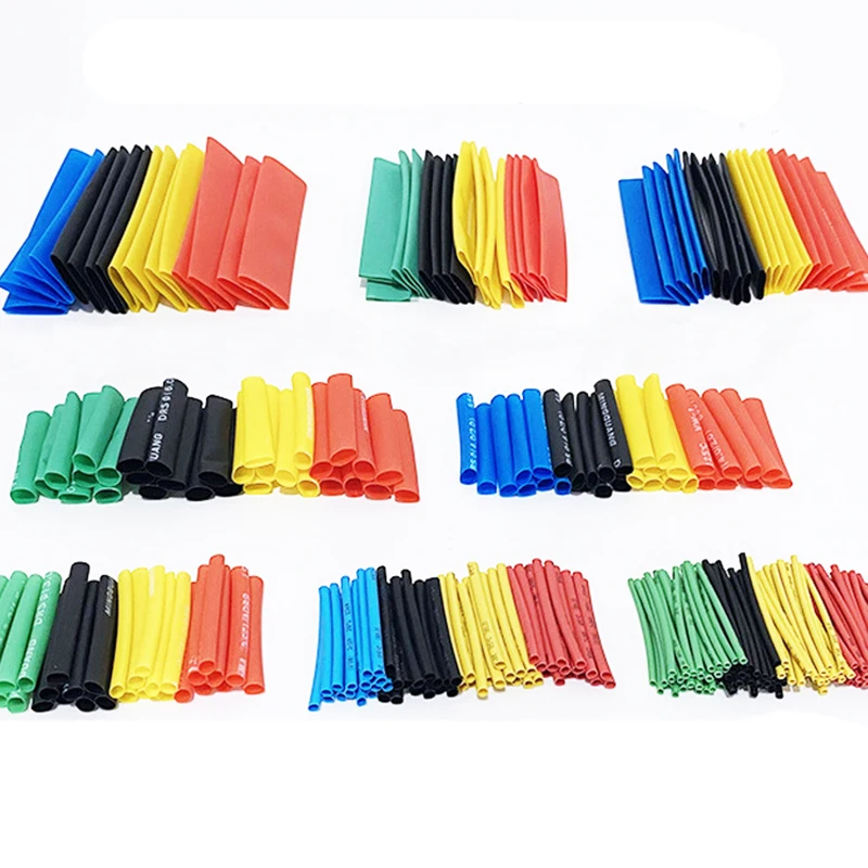 328PCS/LOTE Heat Shrink Tube Kit Shrinking Assorted Polyolefin Insulation Sleeving Heat Shrink Tubing Wire Cable 8 Sizes 2:1