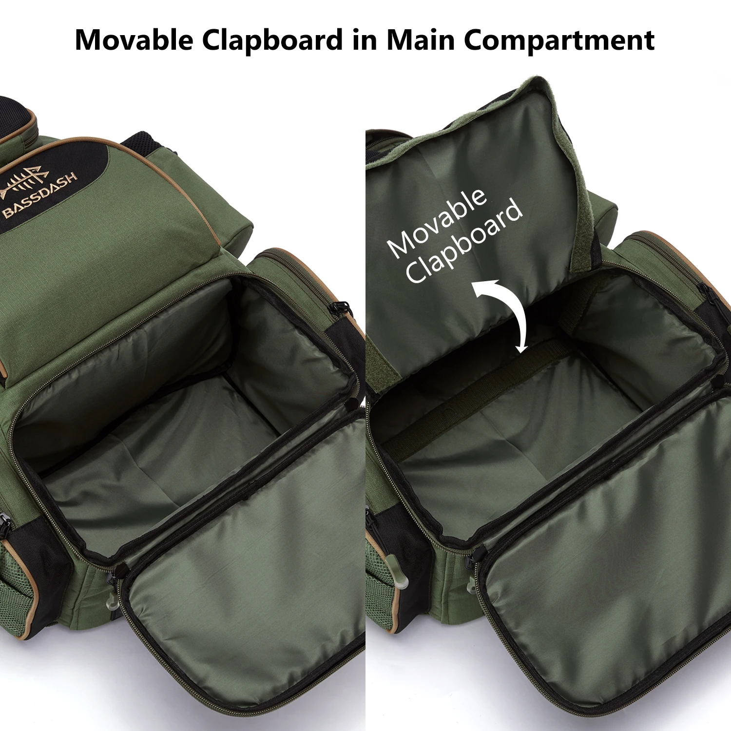 Bassdash Fishing Tackle Backpack Water Resistant Lightweight Tactical Bag Soft with Rod Holder and Protective Without Trays