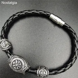 Vikingos Norse Runes Jewelry Trinity Valknut Vegvisir Compass Beads Vikingo Runes Amulet Viking Bracelet Slavic Accessories