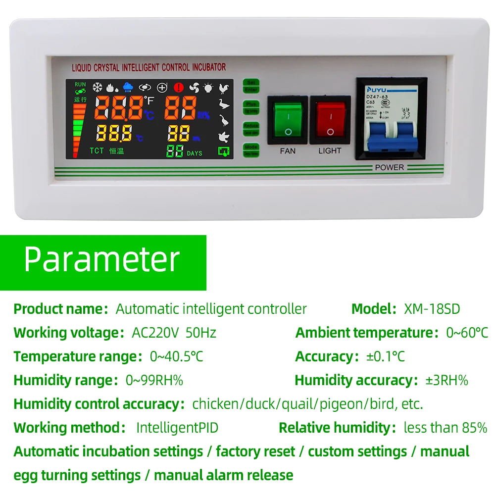 XM-18SD Multifunction Incubator Controller Automatic Temperature Humidity Controller For Chicken Duck Goose Egg Hatching 30% off