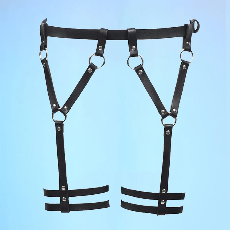 2021 neue Harness Für Frauen Strumpfband bein Gürtel Gothic O-Ring Dünne taille Einstellen Bondage Leder Schwarz Harness Gürtel bdam Strumpf