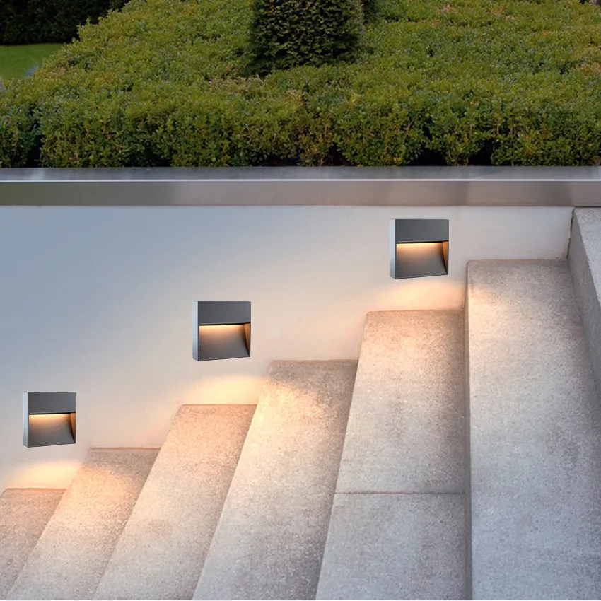 6w 12w Square /Round Led Stair Light Aluminum Step Lights Outdoor LED Wall Lamp Foot light IP65 Waterproof Wall Light NR-165