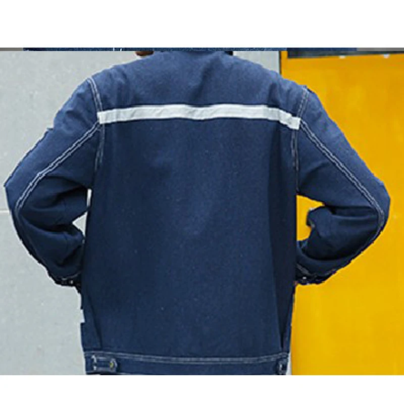 New overalls men women work clothes dust-proof retardant clothing Jacket+pants denim welding clothing fire proof Clothing M-4XL