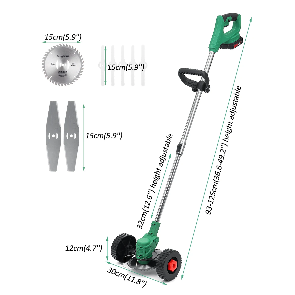 Điện Không Dây Máy Cắt Cỏ Có Thể Điều Chỉnh Đôi Bánh Xe Có Thể Điều Chỉnh Điện Cỏ Tông Đơ Cắt Vườn Dụng Cụ Cắt Cho Makita Pin