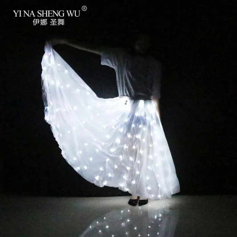 LED luminous Tulle Skirt Dance Christmas Party Colorful LED Tutu Skirt Sexy White Multicolor Long Skirt Bellydance LED Skirt New