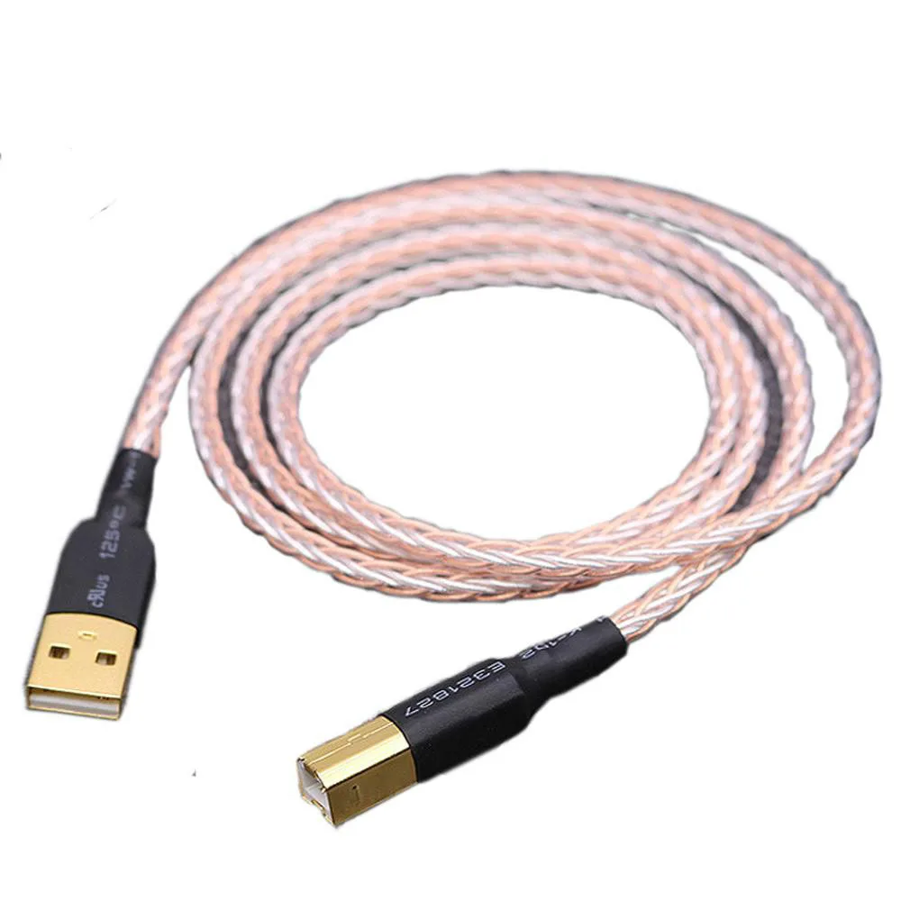 Hifi  7N OCC Silver Plated Plated + shield USB Cable High Quality Type A to Type B Hifi Data Cable For DAC