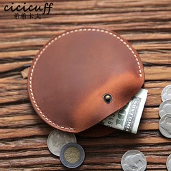 Genuine Leather Coin Purse Men Women Cowhide Vintage Crazy Horse leather Handmade Short Small Zipper Coin Pocket Men's Money Bag