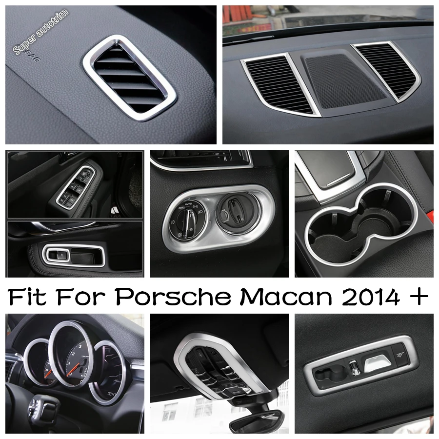 Window Lift / Reading Light / Dashboard Frame / Head Lamp / Water Cup Panel Cover Trim For Porsche Macan 2014 - 2023 Accessories