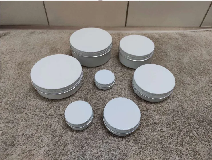 

Wholesale 30g 50g 60g 80g 100g 150g Cosmetic Aluminum Jars White Personal Care Cream Mask Soap Packaging Container Pots