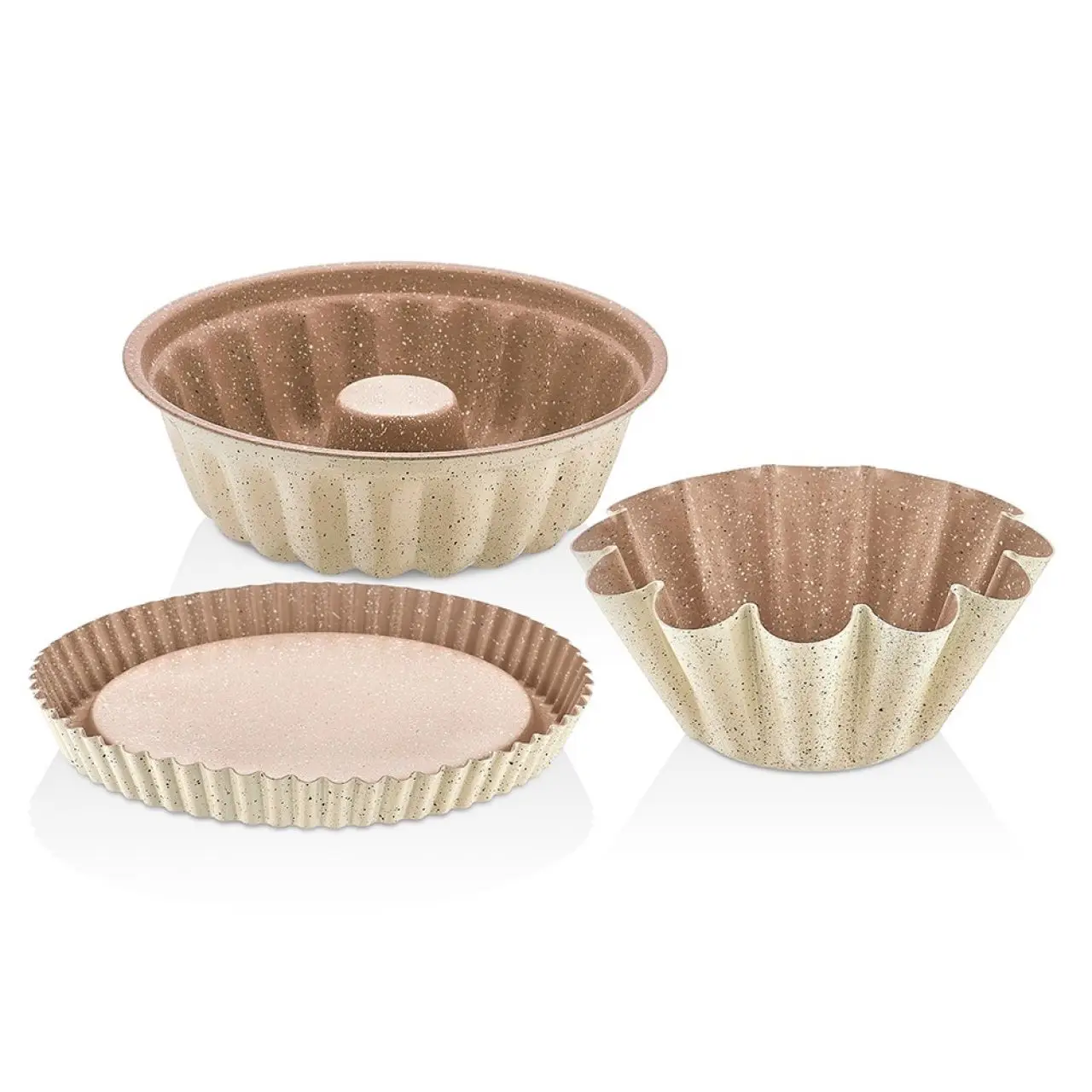 EWs Cream Color 3 Piece Granite Cake Set