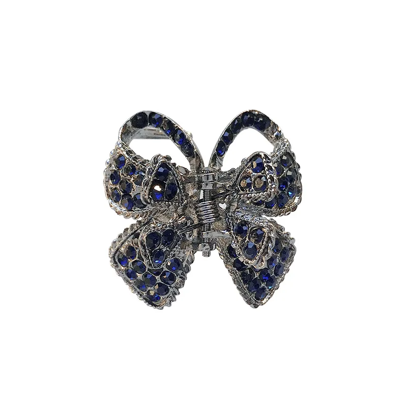 Hair Clip for Women Retro Fashion Black Crystal Bow Hairpin Luxurious Geometric Charm Hair Pins Jewelry Accessories Wholesale