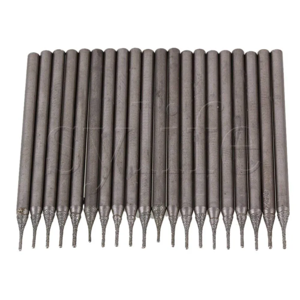 20pcs 0.5mm Diamond Coated Lapidary Drill Bit Hole Saw Tool Needle Solid Bits