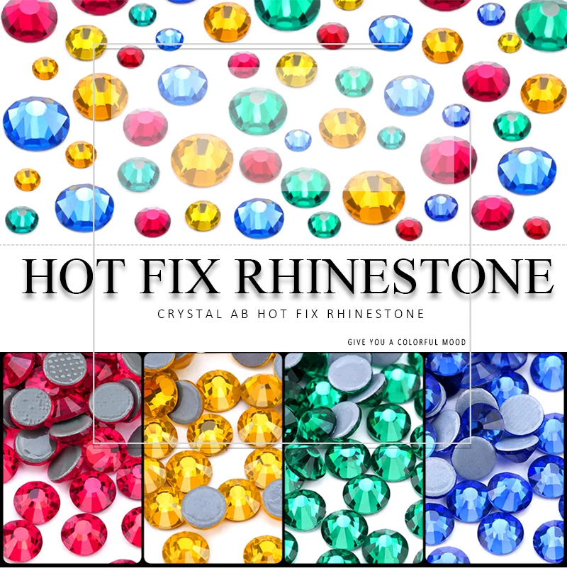 QIAO Mehrfarbige SS6-SS30 Kristallglas-Glitzer-Strasssteine mit flacher Rückseite, Hotfix-Strasssteine für Nagelkunst, Näharbeiten und Stoffdekoration. – Detail 3
