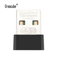 Creacube New Mini 600M USB WiFi Adapter Wireless Network Card Wifi Receiver 2.4/5G Dual Band Computer Network LAN Card For PC