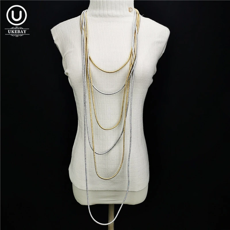 Ukebay Luxury Retro Original Designer Handmade Accessories Multi Layer Line Alloy Jewelry Women Fashion Party Necklace