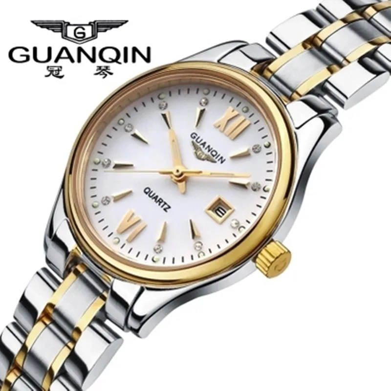 Quartz Watch Women GUANQIN GQ80019-1A Women Watch Stainless Steel Date Luminous Water Resistant Girls Wrist Watches For Women