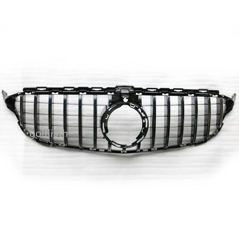 For new C Class W205 GT R ABS Front Bumper Mesh Grill Grille shiny black For mercedes C180 C200 C260 C300 Sports 2019