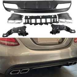 Rear Bumper Diffuser Lip with Exhaust fit for Mercedes Benz C-Class W205 4-Door Sport C200 C250 C300 C350 C400 C43 2015-2018