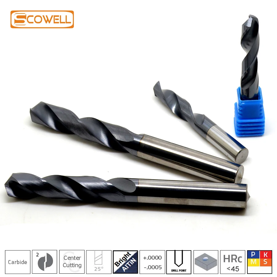 Micro Grain ทังสเตนคาร์ไบด์ CNC Twist เจาะ Bits HRC45 สําหรับงานโลหะ Jobber เจาะบิตเครื่องจักรเครื่องมือ