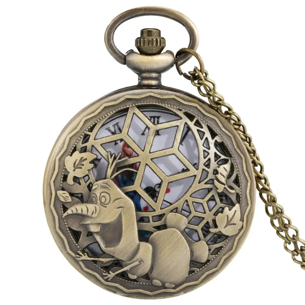 Orologio da tasca al quarzo con Design a forma di insetto in bronzo antico con copertura a foglia cava collana con ciondolo a forma di maglione retrò Souvenir FOB Pocket Clock Gift