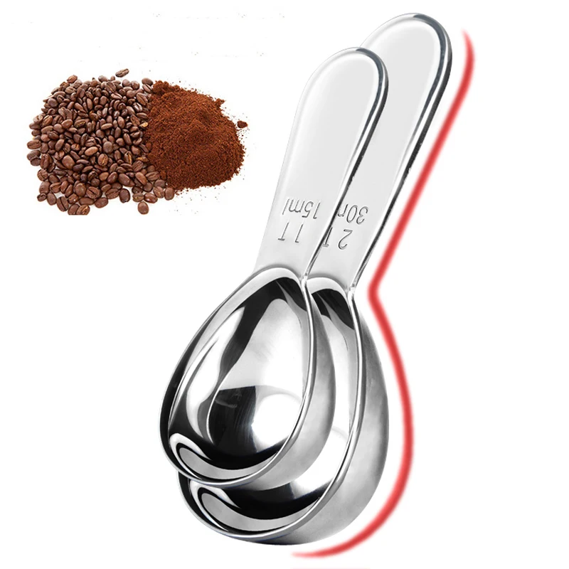 1Pc Coffee Scoop Stainless Steel Tea Coffee Measuring Spoon 15ml 30m Measure Spoon for Coffee Tea Powder Kitchen Measuring Tools