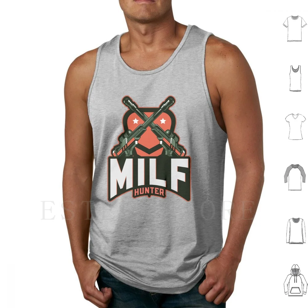 Milf Hunter Tank Tops Vest Sleeveless Mens Day Men Beer Garden Milf Hunter Dirty Sayings Messed Up Mens Evening Booze Tour