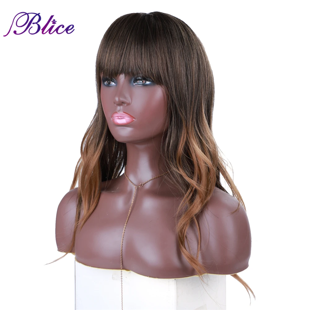 Blice Synthetic Long Wig Natural Wave Women Wigs Mixed Color Fashion Omber Style 20 Inch With Natural Hair Line