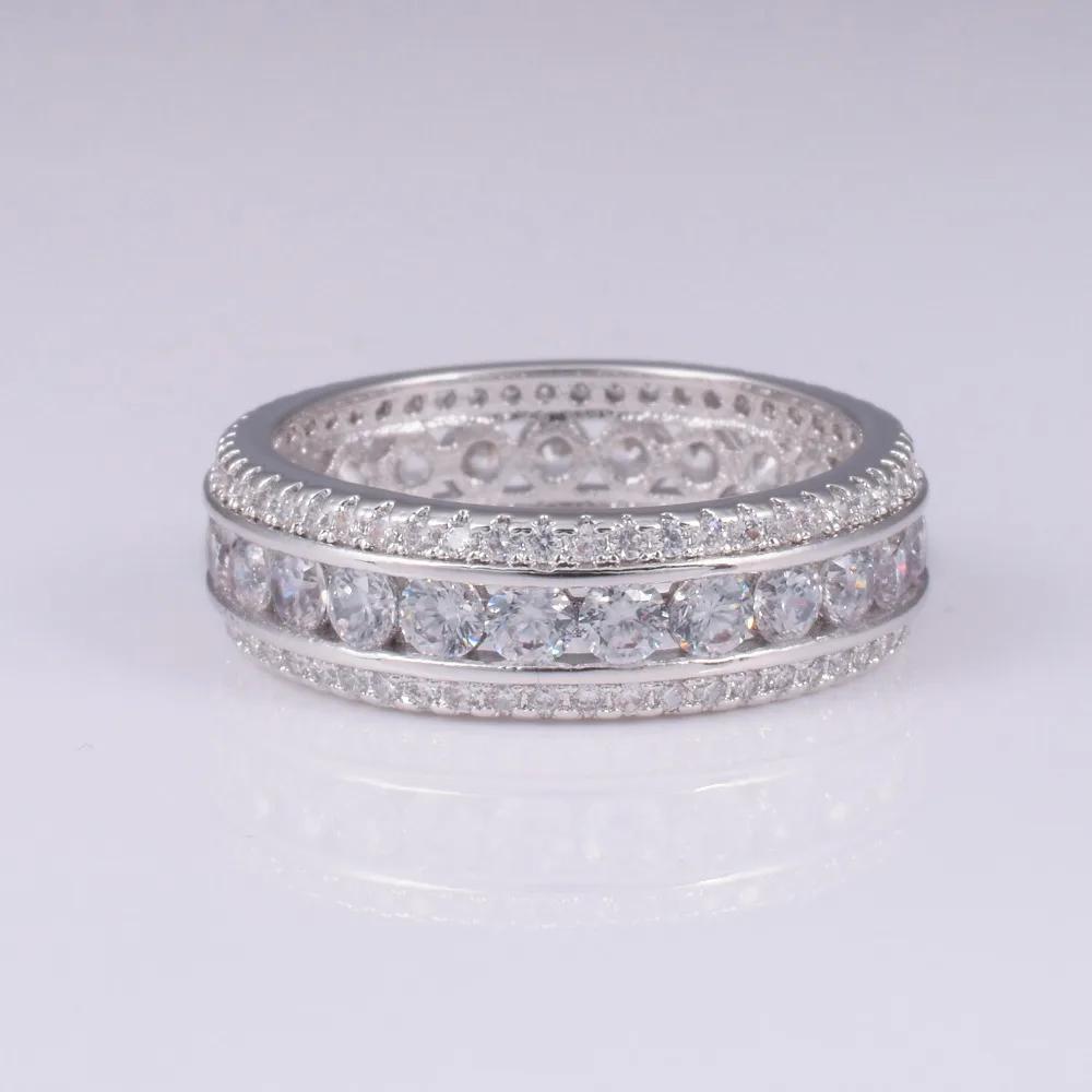 ETERNITY BAND ENGAGEMENT WEDDING RING DIAMOND simulated PLATINUM Size 6,7,8,9,10