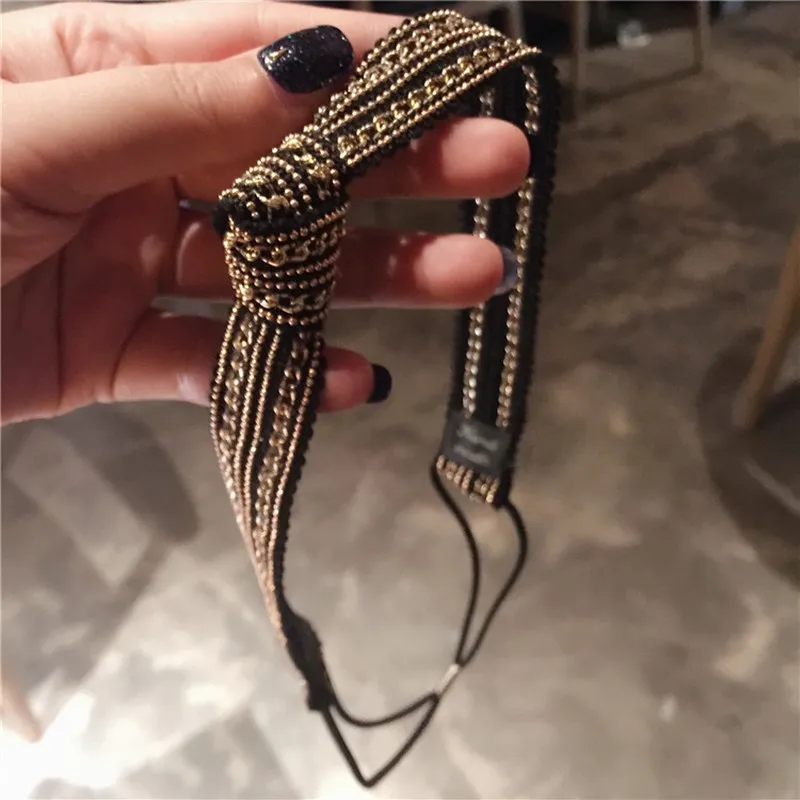 Fashion Crystal Sequins Headband Hair Hoops Shiny Full Rhinestone Diamond Knotted Hair Accessories Knot Alloy Headwrap Wholesale