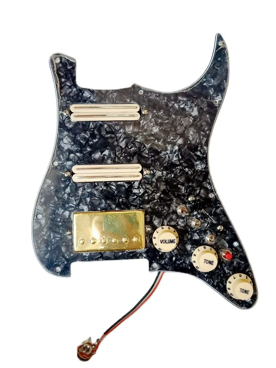 

Upgraded Prewired ST Pickguard SSH Gold Alnico Pickups 3 Single Cut 7 Way Switch Professional Guitar Parts