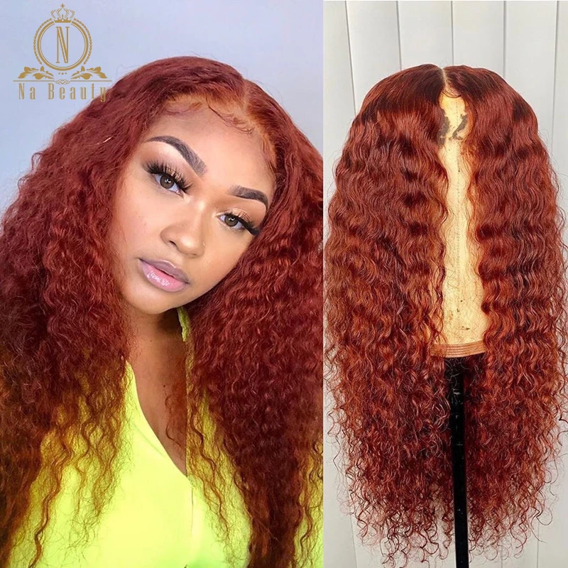 

180 Density Ginger Orange Wig Curly 13x6 Lace Front Human Hair Wigs PrePlucked Colored Human Hair Wigs For Black Women Nabeauty