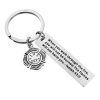 Firefighter Prayer Keychain When You Walk Through The Flames Isaiah 43:2 Bible Verse Religious Keychain Fireman Graduation Gift