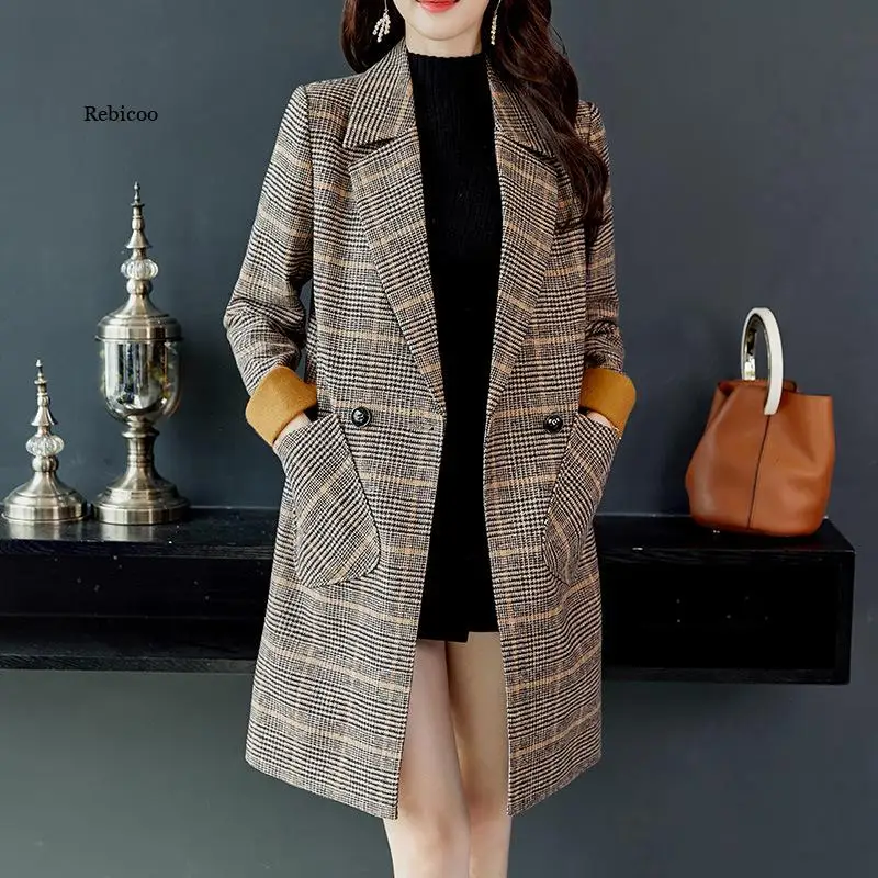 

New Trench Coat for Women Clothes Classic Double Breasted Long Coat Outerwear Manteau Femme Hiver Abrigo Mujer Woolen Coat