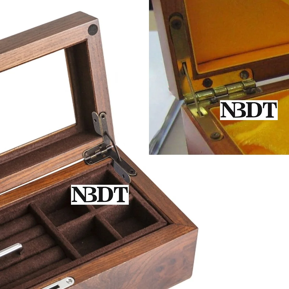 100Pcs Reversal Retro 90 Degrees Angle Quadrant Hinge Lid Small Jewelry Wine Case Watch Box Bronze Gold Silver