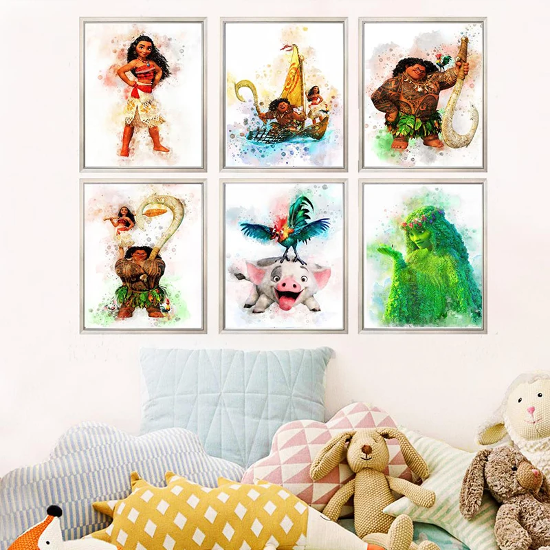 Disney Canvas Painting Moana Maui Pua Hei Hei TeFiti Posters And Prints Wall Art Picture for Living Kids Room Home Decor