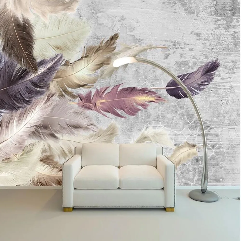 

milofi custom 3D abstract line hand painted watercolor feather Large TV background wallpaper mural