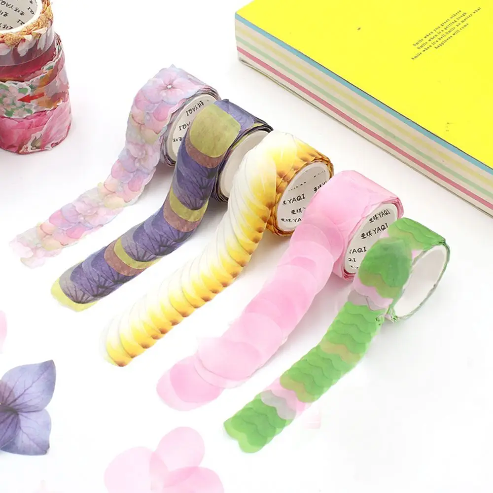 200Pcs/Roll Sakura Flower Petals Paper Tape DIY School Office Supplies Stationery Tape Scrapbooking Diary Paper Sticker