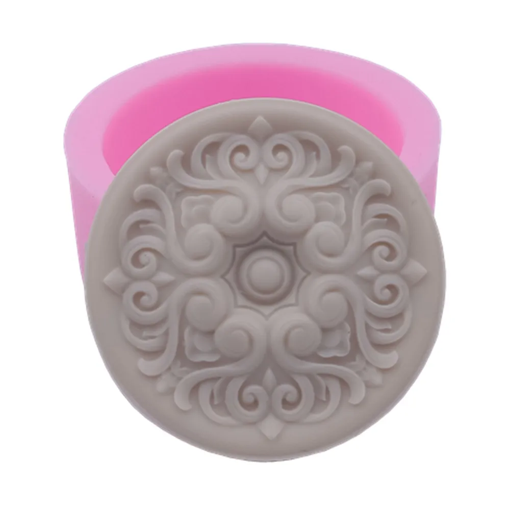 Handmade Round Flower Soap Molds Classic Chinoiserie Silicone Soap Mold Candle Wax Molds Silicone Molds for Natural Soap