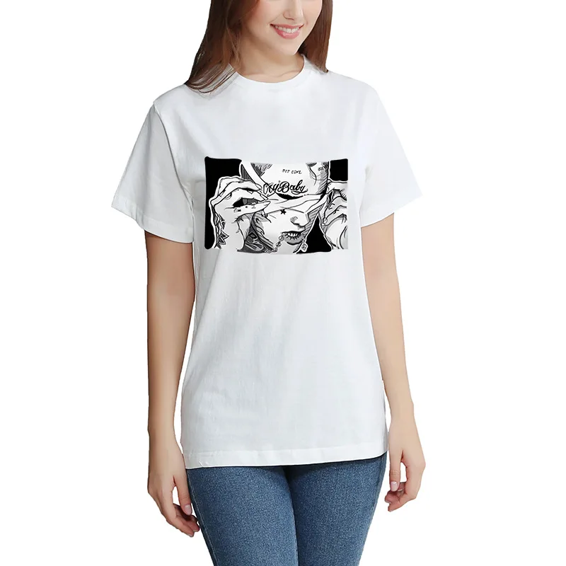 hip-hop print short-sleeve plus size T-shirt 2020 fashion women's white casual oversized tops T-shirt